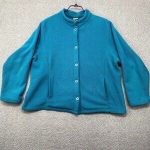 LL Bean Jacket Womens Fleece Size 2X Button Up Side Pockets Polartec Vintage